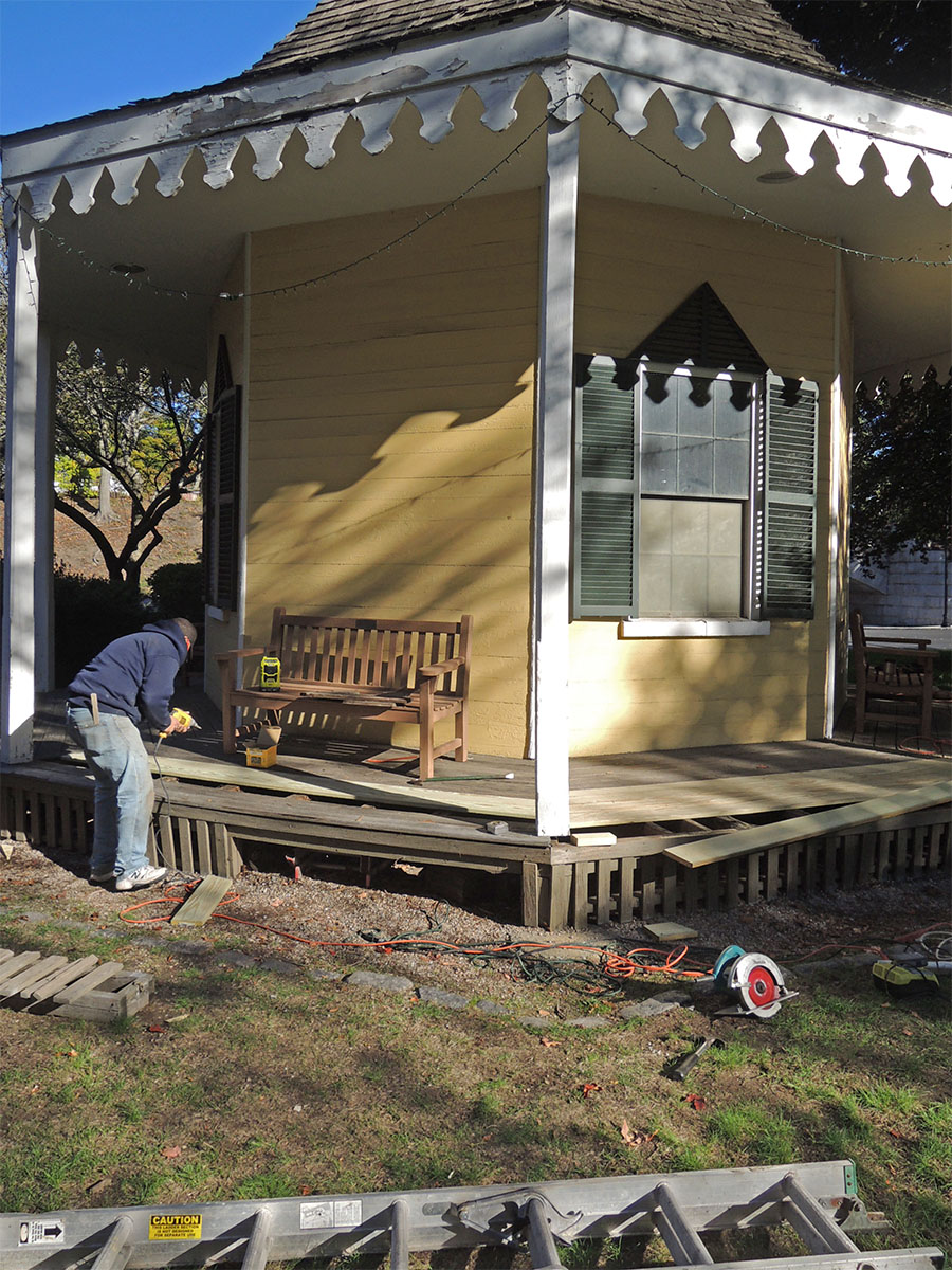 October 2016: Replacing rotted wood on the porch