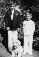 Richard at age 10 with his younger brother Edmund and their dog Muggins