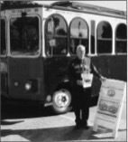 Richard leading one of his popular Trolley Tours of historic sites in Belmont
