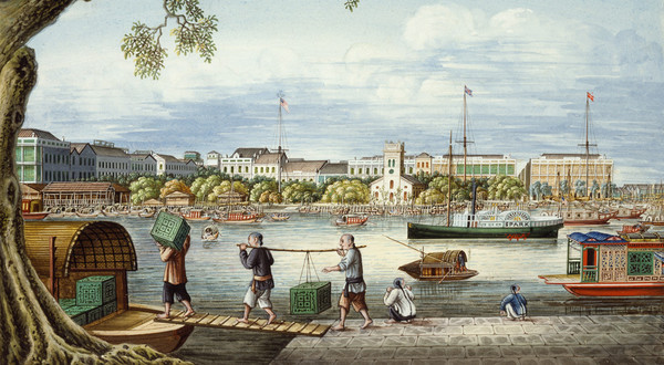 Trade with China was an important part of the Massachusetts economy in the mid-1800's. This image shows the port of Canton around 1852. © Peabody Essex Museum, Salem, Massachusetts