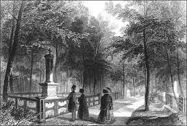 A 19th century engraving of Mt. Auburn Cemetery (image courtesy of the National Parks Service)